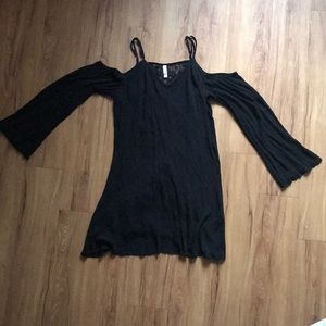 Black cold shoulder dress
